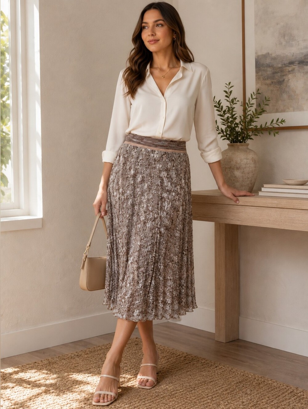 Missoni Italy Knit Midi Skirt Silk Lined IT 48 NWT Quiet Luxury Beige $1690 MSRP